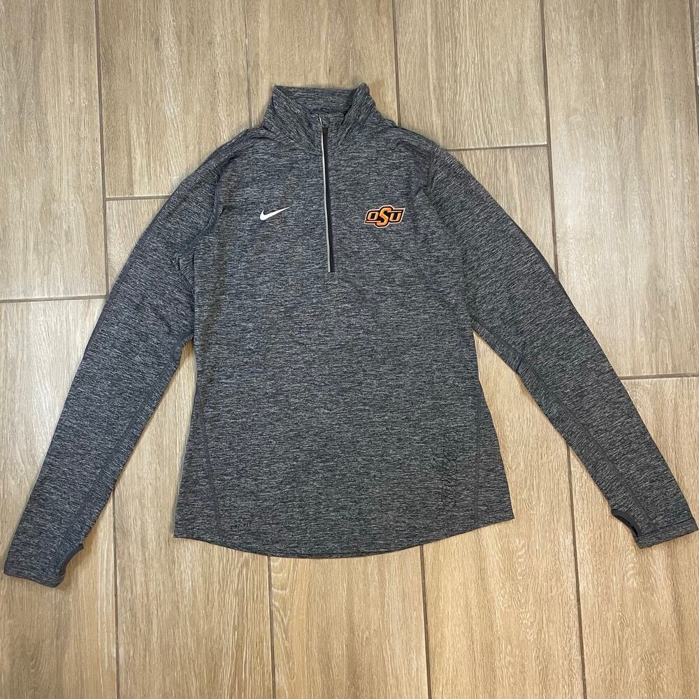 Nike Oklahoma State Cowboys Pullover Womens M Gray OSU Dri Fit 1/4 Zip Football